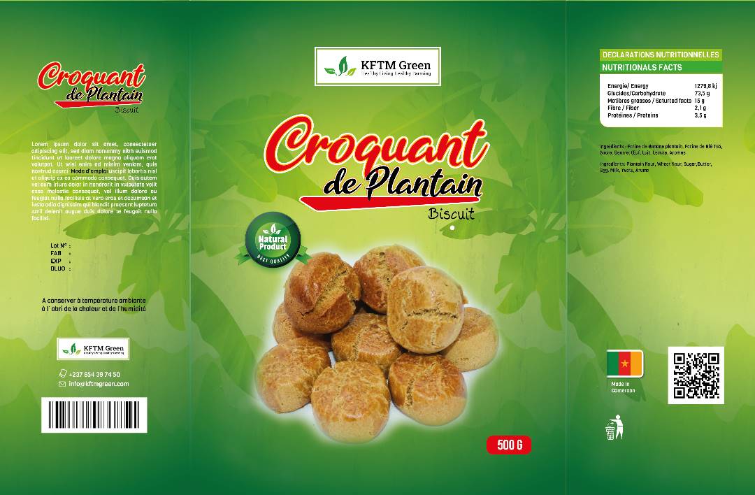 Croquant de Plantain Nature 500 g — packshot — KFTM Green