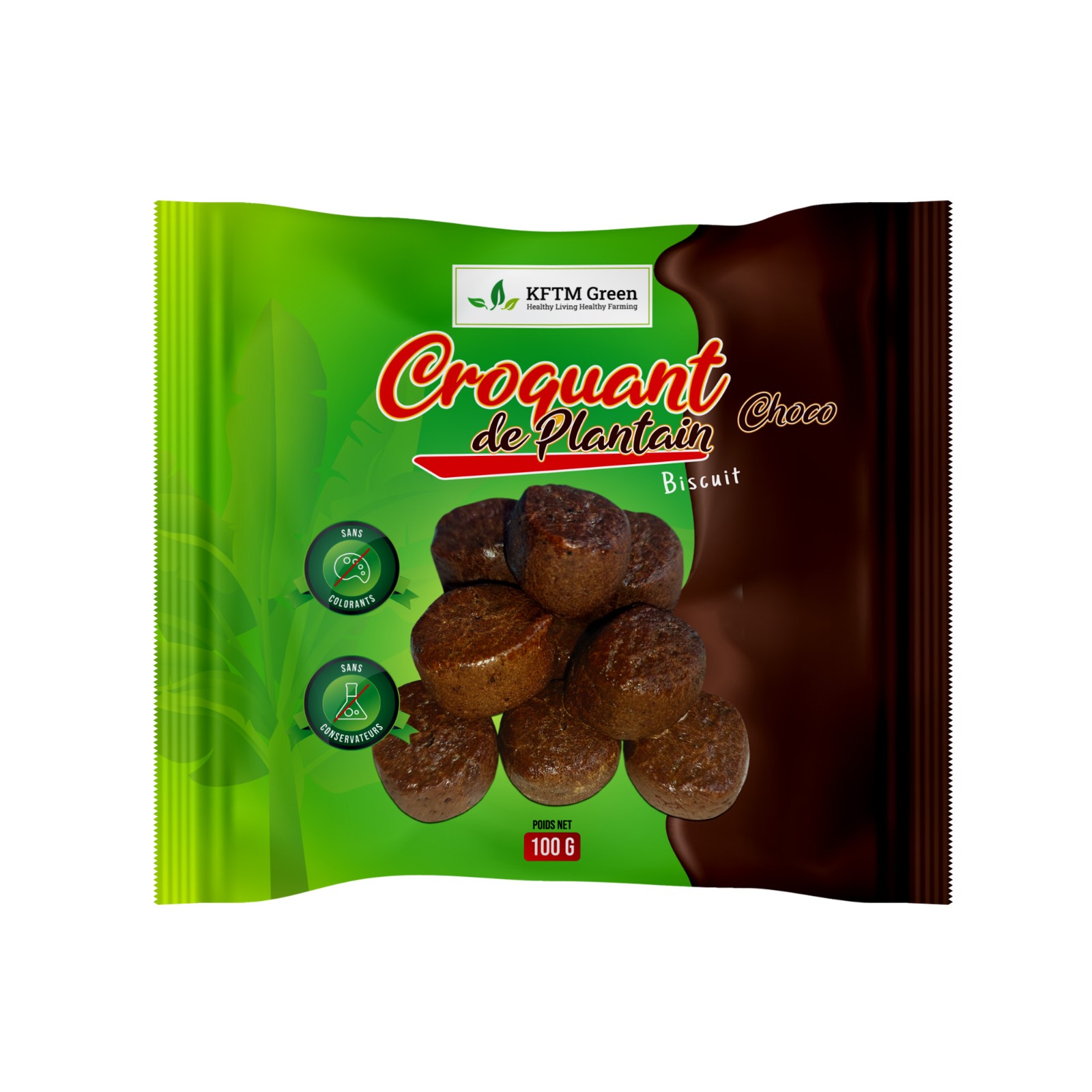 Croquant de Plantain Choco 500 g — packshot — KFTM Green